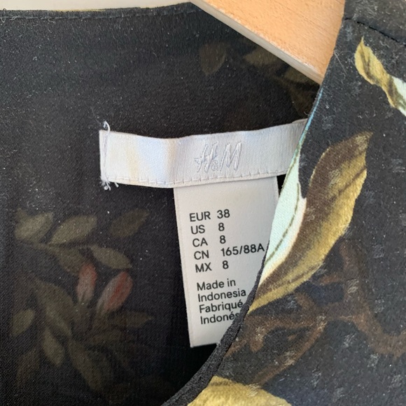 SOLD - H&M Floral Bird Midi Silky Black Dress - Picture 7 of 10